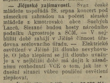 Jičínské zajímavosti - koncert SČM 1947