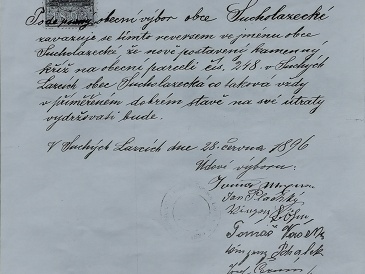 Revers - obecní sucholazecký kříž 1896