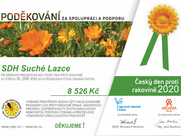 Do fondu Ligy proti rakovině se letos vybralo 8.526 Kč! Dekujeme.