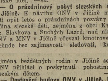 O prázdninový pobyt slezských dětí v Jičíně - 1947