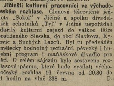 Jičínští kulturní pracovníci ve východočeském rozhlase