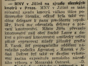 MNV v Jičíně na sjezdu slezských kmotrů v Praze