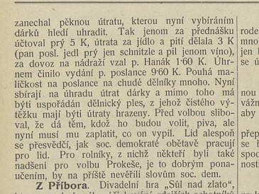 Návštěva poslance Prokeše po sobě zanechala útratu