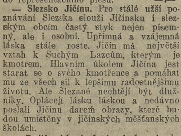 Slezané ze Suchých Lazců poslali Jičinu darem obrazy