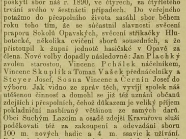 Valná hromada sboru hasičského 1891
