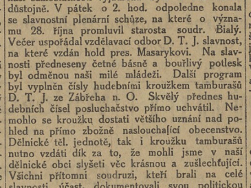 Oslava tříletého výročí naší samostatnosti