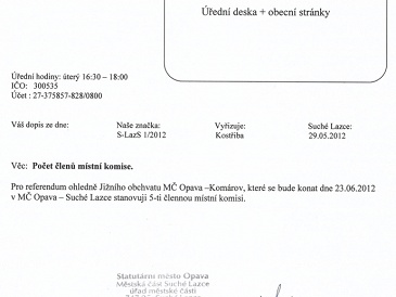 Referendum ohledně Jižního obchvatu se bude konat dne 23.6.2012