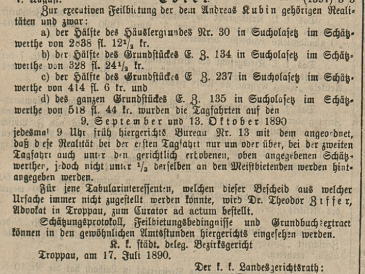 Prodej nemovitostí patřících Andreasi Kubinovi v Suchých Lazcích