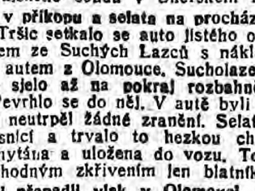 Auto v přikopu a selata na procházce