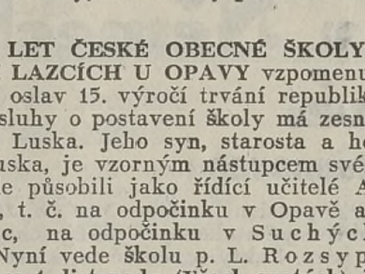 25 let České obecné školy v Suchých Lazcích