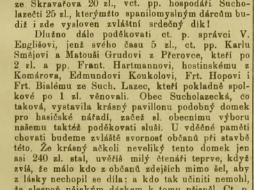 Valná hromada sboru hasičského 16. ledna 1888