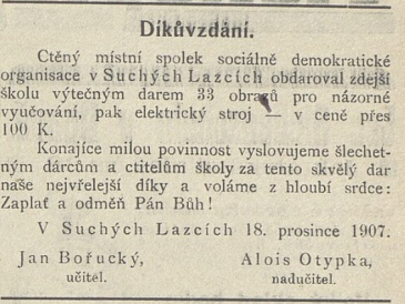 Spolek sociální demokracie obdaroval zdejší školu