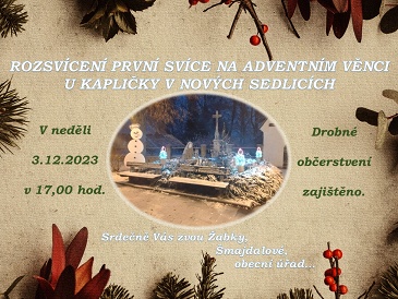 Pozvánka na rozsvícení věnce v Nových Sedlicích