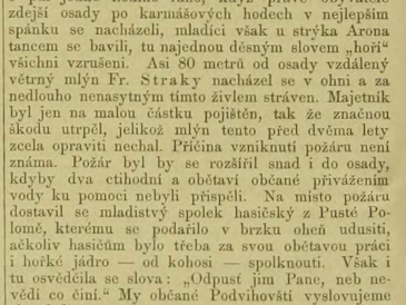 Požár - větrný mlýn Fr. Straky
