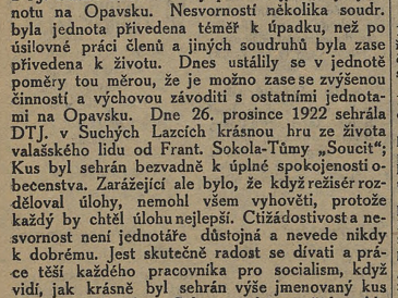 DTJ. Suché Lazce sehrálo hru Frant. Sokola Tůmy - Soucit