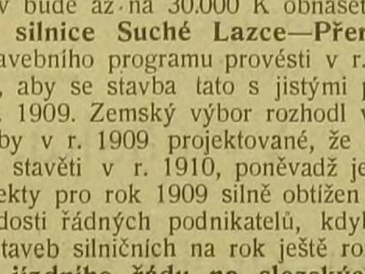 Stavba silnice Suché Lazce - Přerovec 1911