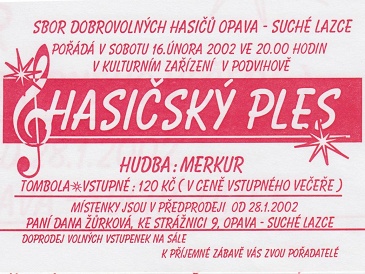 Pozvánka na HASIČSKÝ PLES 2002