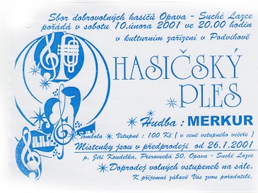 Pozvánka na HASIČSKÝ PLES 2001