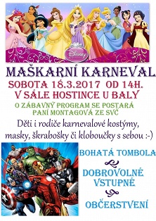 Klub rodičů zve na Maškarní karneval 2017