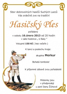 Pozvánka na tradiční Hasičský ples 2013