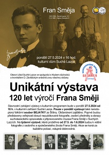 Pozvánka na unikátní výstavu 120 let výročí Frana Směji