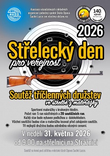 Pozvánka na Střelecký den pro veřejnost - Soutěž tříčlenných družstev 2026