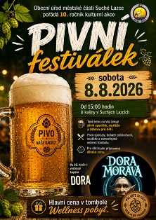 Pozvánka na Pivní festivalek 2026 v Suchých Lazcích - 10. ročník
