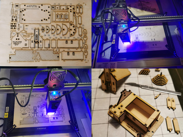Laserem vyřezávaný model kaple Andělů strážných